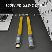 Câble OTG Type-C vers Type-C femelle vers mâle 100W PD, 20 Gbps, haute vitesse, fil plat FPC pour téléphone portable et appareils audio 8K HD