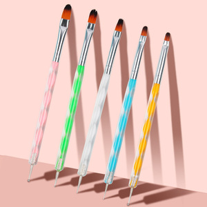 Stylo à pointiller à double extrémité <span class=keywords><strong>pour</strong></span> l'art des ongles, en forme de cheveux plats, cueilleur de strass, extension <span class=keywords><strong>pour</strong></span> les ongles en gel <span class=keywords><strong>acrylique</strong></span>. - Product Image 1