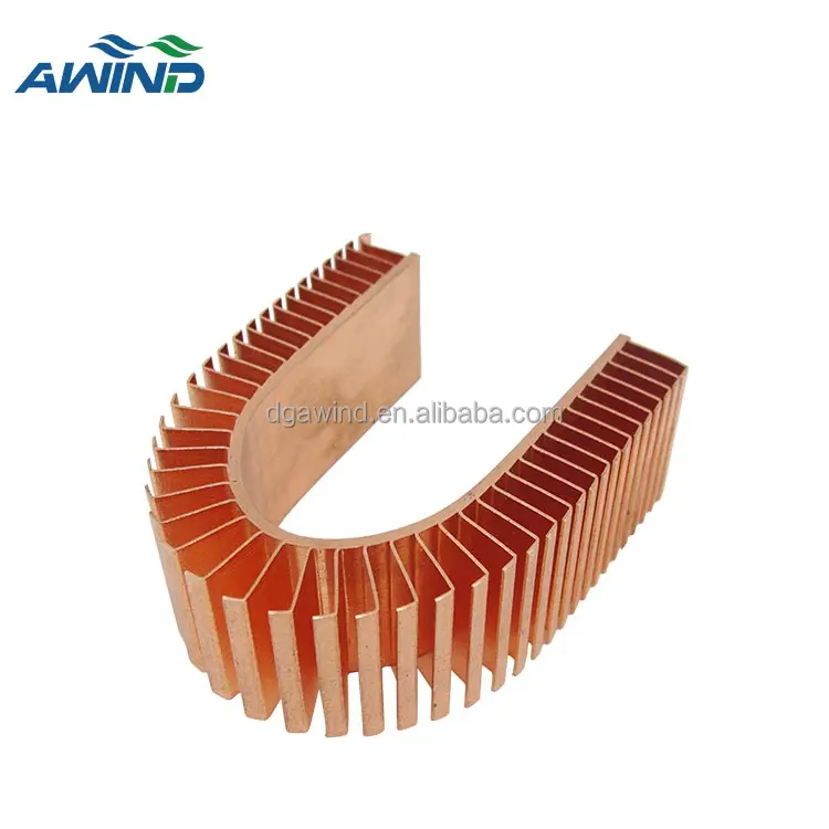 U Form radiador de cobre u profle Kupfer Kühlkörper profil 20x20mm Messing Kühlkörper 50x30mm gebundene und gefaltete Lamellen kühlkörper