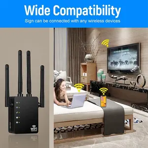 Amplificador WiFi de larga distancia, repetidor de red inalámbrica de doble banda con 4 antenas, extensor de rango WiFi, repetidor WiFi de 1200mbps