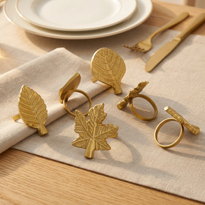 Anillos para Servilletas con Forma de Hoja Dorada, Decoración Moderna para Mesa de Latón, 4.5 cm, Accesorios Duraderos para Bodas y Fiestas - Product Image 3