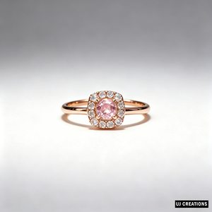 Rose Gold Morganite Engagement <b>Ring</b> Round Brilliant Cut Prong Setting Women's Romantic Style - Product Image 2