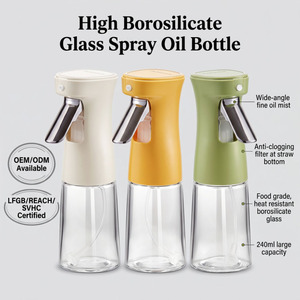 Bouteille d'huile inversée en verre borosilicate de haute qualité 270ml 240ml, pot à huile de cuisine domestique avec boucle à ressort, flacon pulvérisateur atomiseur - Product Image 3
