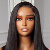 Perruque partielle noire pour femme, avec dentelle transparente sur le devant, en fibre haute température, sans colle, avec ligne de cheveux naturelle, emballage et logo personnalisables
