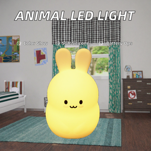 Led USB Silicone nightlight cho trẻ em động vật Bunny gấu Owl chim cánh cụt hà mã màu sắc pin-powered đèn cao su mini ánh sáng ban đêm - Product Image 2