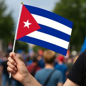 Drapeau à main personnalisé en polyester 14x21cm du Cuba, imprimé, anti-plis, pour défilés, célébrations et événements sportifs - Product Image 4