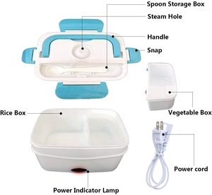 Portable Food Warmer <b>Heater</b> Heated Lunch Box With Plastic Inner Box for Car and Home 12V 220V 110V EU / US <b>Plug</b> - Product Image 2