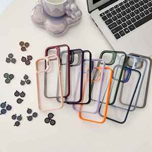 X713-1 Luxury <b>Camera</b> Hide Holder Shockproof Protection Transparent TPU+Acrylic Phone Case for 15/ Custom - Product Image 1