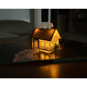 Thiết kế mới 3D pop-up LED ánh sáng giáng sinh nhà handmade giấy lời mời chào cho sinh nhật và đám cưới in kỹ thuật số - Product Image 4