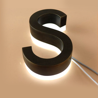 Enseigne murale lettre illuminée personnalisée en acrylique 3d avec logo personnalisé, enseigne lettre rétro-éclairée 3d avec éclairage LED