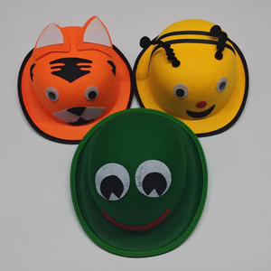 Sombreros Redondos con Personajes de Animales para Niños, Amarillo Verde, Otoño Invierno, Sombrero Festivo para Fiestas, Unisex - Product Image 1