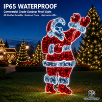 Père Noël Animé Lumineux LED 3D de 7, 10 et 12 pieds, Motif LED de Noël IP65 pour Décoration Extérieure et Affichage en Parc Thème
