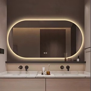 <span class=keywords><strong>Espejo</strong></span> Inteligente para <span class=keywords><strong>Baño</strong></span> con Pantalla Táctil, Antivaho, Montado en la Pared, con Luz LED, Ovalado, Luminoso, Estilo Nórdico, Lentes de Vidrio - Product Image 3