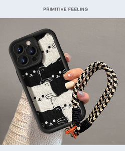 <strong>Realme</strong> 12Pro <strong>Girls</strong> Three-Dimensional Embossed Sheepskin Phone <strong>Case</strong> Cat Full-Screen High-End Lanyard Phone Grip for Opporeno13 - Product Image 4