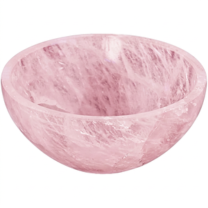 Cuenco Tallado de Cuarzo Rosa y Ágata de 4 Pulgadas, Piedra de Cristal Natural Semipreciosa, Hecho a Mano, Coleccionable Metafísico - Product Image 1