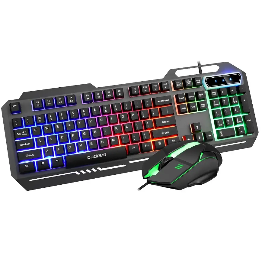 6900 USB Wired Gaming Mouse and Keyboard Set Mechanical Hand Feel Ergonomic Metal Backlight Gamer Mice Keyboard Combo Set
