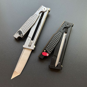 Fournitures d'usine multi-usages D2 acier Clip Point couteau utilitaire Camping en plein air survie couteau de poche bricolage OEM poignée en aluminium - Product Image 4