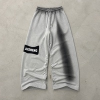 Pantalon de jogging ample pour homme, coupe large, en molleton bouclette, délavé à l'acide, avec broderie personnalisée