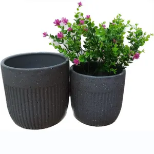 Factory wholesale garden growing POTS Indoor plant fiber clay flower POTS outdoor pot containers fiber clay