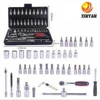 Juego de Llaves de Tubo de 46 Piezas con Enchufe de 1/4 de Pulgada, Kit de Herramientas de Trinquete de Acero CR-V con Estuche de Almacenamiento Moldeado por Soplado para Reparación de Automóviles, Bricolaje e Industrial