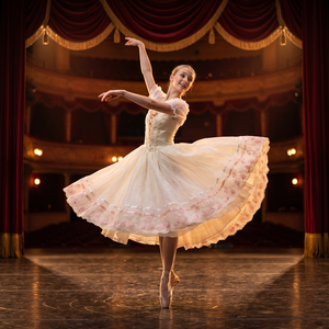 Traje de Ballet Campesino Coppelia para Niñas, Color Crema, Vestido de Ballet Romántico con Cordones, Corsé con Bordado Floral, Ropa de Danza Escénica - Product Image 1