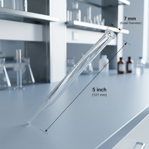 G016-09-06-A Pipette compte-gouttes 7x5 inc. Pipette compte-gouttes en verre borosilicate de qualité supérieure, directement de l'usine, pour les cosmétiques, la pharmacie et le laboratoire - Product Image 1