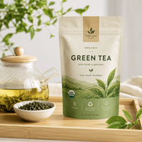 Sachet Doypack Personnalisé en Papier Kraft Brun Imprimé, Emballage Écologique pour Thé, Salades et Thé Vert en Vrac 100g