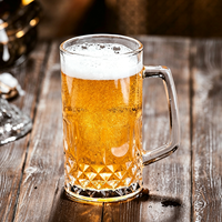 Gobelet à jus carré de grande capacité 380 ml - Verre à bière transparent épaissi avec poignée pour bar et usage domestique