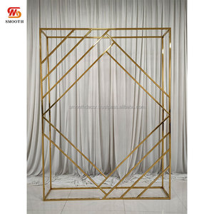 SMOOTH Customizable <b>Gold</b> Stainless Steel Geometric Rectangular Flower Frame Mirror Design Stand Removable Wedding <b>Decoration</b> - Product Image 6