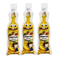 Emballage en plastique thermoscellé PE-HD 50ml 100ml imprimé sur mesure pochette à boisson en forme de bouteille debout pour jus de mangue, d'orange, de citron
