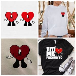 Wondove-Película de <span class=keywords><strong>vinilo</strong></span> con impresión de corazón de conejo, película de <span class=keywords><strong>vinilo</strong></span> con transferencia de calor, impresión de pantalla personalizada, fábrica al por mayor, DTF - Product Image 2