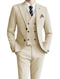 Nuevos trajes de negocios de tres piezas para hombre de comercio exterior, ajustados, de talla grande, impermeables, transpirables, para boda, vestido de novio, chaqueta - Product Image 3