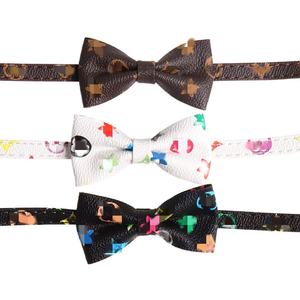 Conjunto de Corbata y Bandana de Diseño de Lujo para Mascotas, <span class=keywords><strong>Collar</strong></span> de Cuero con Lazo, <span class=keywords><strong>Collar</strong></span> de PU para Perros - Product Image 2