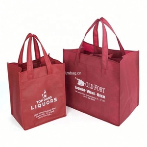 Wholesale 6 Bottle Sturdy Non <b>Woven</b> Wine <b>Bag</b> with Long Handle and Letter Pattern Custom Logo - Product Image 5