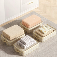 Lot de 4 organiseurs de draps et de rangements avec fenêtre, boîte de rangement pour couvertures, housses de couette et ensembles de literie