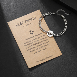 Bracelet d'amitié en acier inoxydable avec pendentif soleil et lune, cadeau pour femmes, hommes, unisexe, bracelet à breloques tendance - Product Image 2