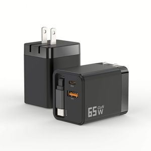 <b>USB</b> Wall Charger A+<b>C</b> Power Adapter Phone Charger <b>Plug</b> with Expandable Cable Fast Charging 65W Type <b>C</b> Charger - Product Image 1