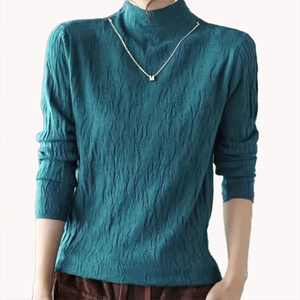 Suéter Casual Estampado de Cuello Alto para Mujer, Ropa Interior de Otoño Invierno, Ajuste Delgado, Tejido de Punto, Capa Base, Manga Larga, Ligero - Product Image 2