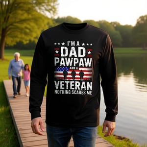 Camiseta de manga larga I'm A Dad Pawpaw And A Veteran, regalo del Día del Padre para el abuelo - Product Image 3