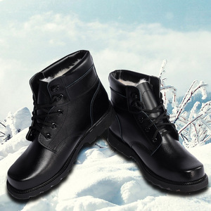 Botas de Nieve de Lana para Hombre, con Cordones Delanteros, Tacón Medio, Color Sólido, Cálidas, para Exteriores - Product Image 4