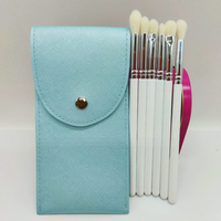 Ensemble de 8 pinceaux de maquillage Macaron pour le visage, les yeux, le fond de teint, mini pinceaux de maquillage portables et mignons pour enfants, avec sac à fermeture éclair