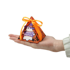 Boîte à bonbons d'Halloween en carton pyramidal avec revêtement UV, auto-érectible, ruban pliable, pour cadeaux de fête, vente en gros - Product Image 3