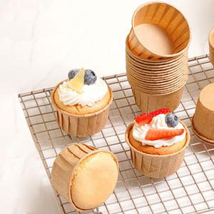 Tazas desechables para hornear magdalenas de grado alimenticio, taza para pastel, papel Kraft, taza redonda marrón para fiesta de cumpleaños, pastelería, olla para pastel - Product Image 2