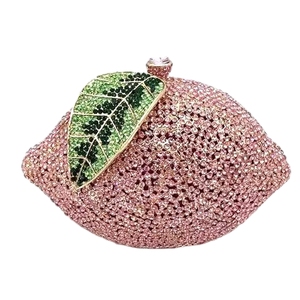 Bolso de mano con pedrería de limón para mujer, bolso de noche con cuentas, patrón geométrico, bolso de mano para fiesta de cóctel - Product Image 5