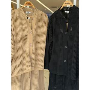 Conjunto de Cárdigan de Punto para Mujer Sobe, Manga Larga, Casual, Transpirable, Negro - Product Image 1