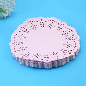 ขนาดที่กำหนดเองลูกไม้กระดาษ Doily Placemats อาหารเสื่อเค้กกระดาษสีม่วง Doily