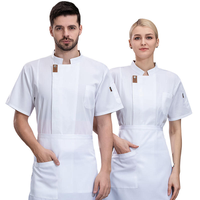 Uniforme de serveur de bar, veste de chef en polyester, manches courtes, poche latérale, chemise de travail, uniforme de chef de cuisine pour hommes, uniforme de responsable de restaurant
