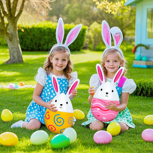 Large Outdoor <b>Inflatable</b> Easter Bunny Eggs for Yard Spring Festival Decoration <b>Inflatable</b> Easter Decorations - Product Image 1