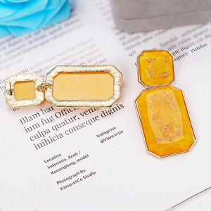 Personnalité simple populaire <span class=keywords><strong>Double</strong></span> pierre précieuse Boucles d'oreilles carrées Longues boucles d'oreilles pendantes géométriques en résine bijoux pour femmes - Product Image 4