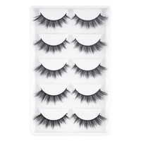 Grosir 5 Pasang Bulu Mata Palsu Tebal Dramatis Faux Mink, Bulu Mata Strip Model Cat Eye, Perlengkapan Salon